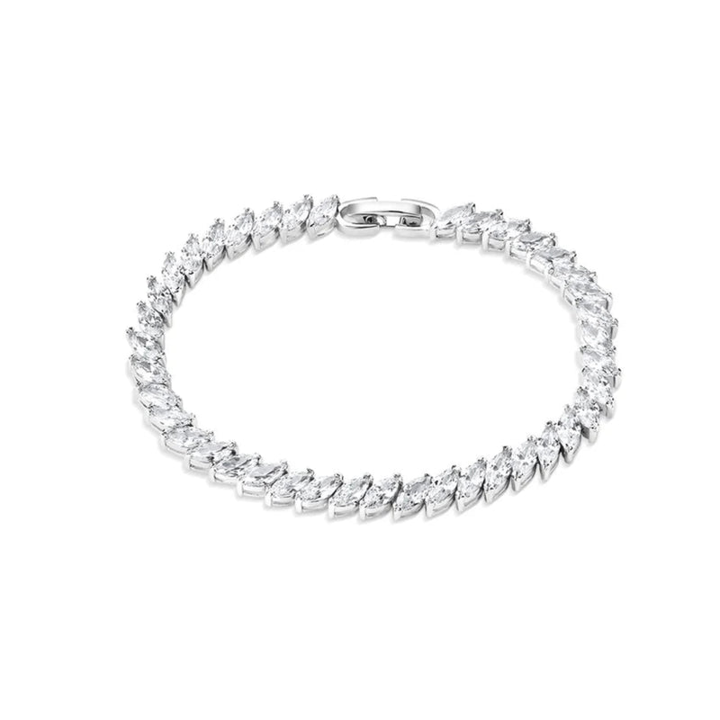 Vintage Style Bracelet With Clear Stones - Sterling Silver
