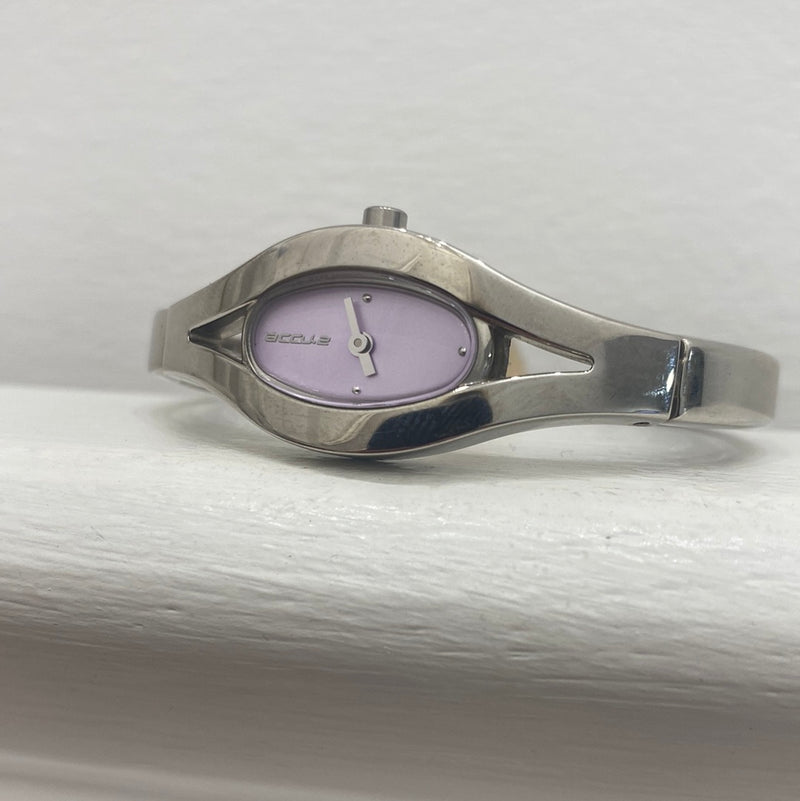 Accurist Ladies Silver Watch With Purple Dial