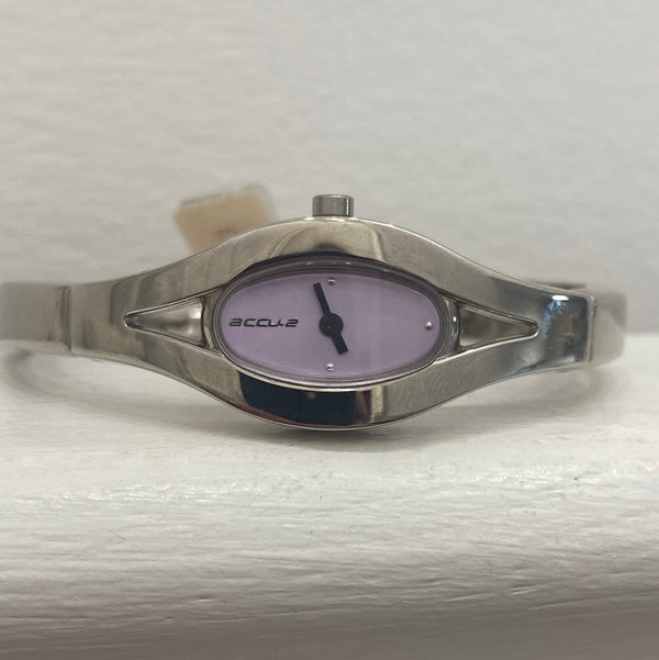Accurist Ladies Silver Watch With Purple Dial