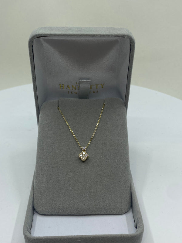 Clover CZ Necklace - 9ct Yellow Gold