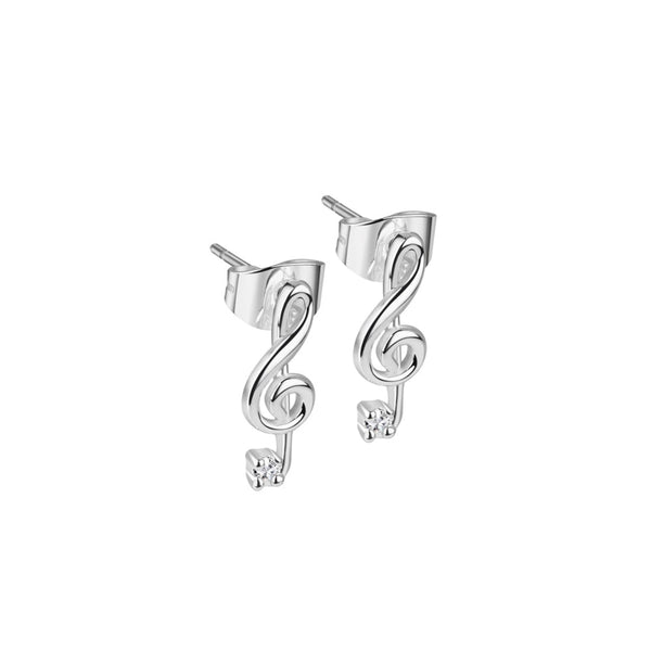 Treble Clef Earrings with Clear Stone Newbridge Silverware