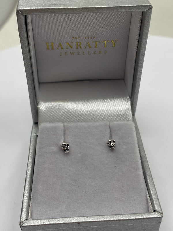 Skull Stud Earrings - Sterling Silver