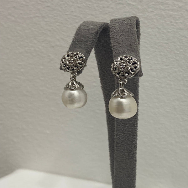Silver CZ Fancy Drop Earrings