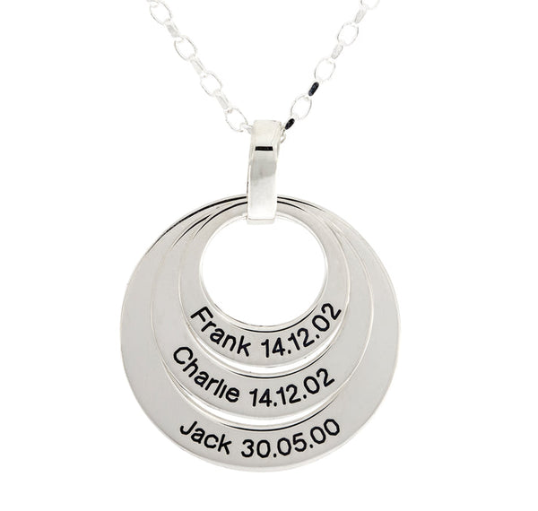 Family Circle Pendant Personalised  - Sterling Silver