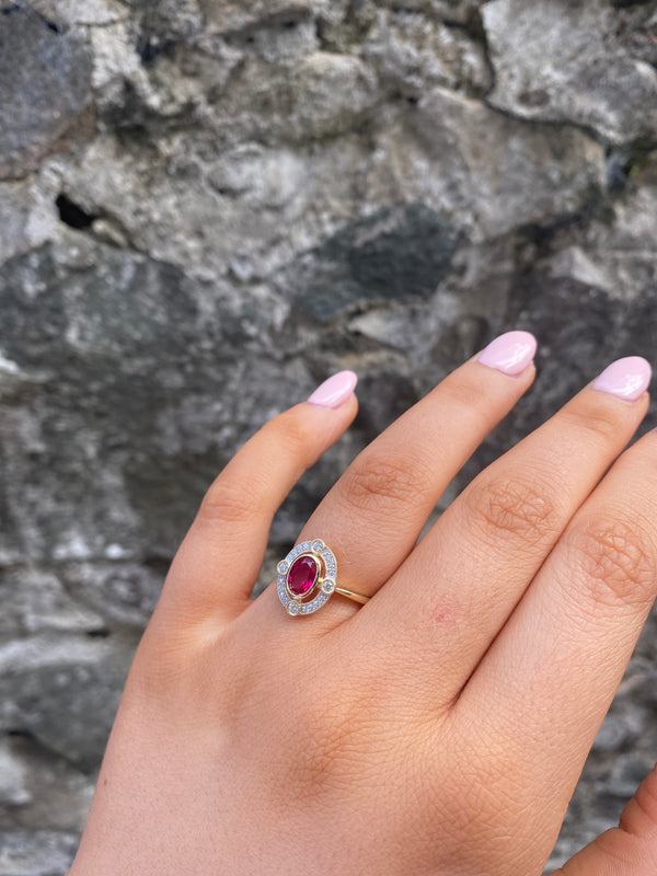 Ruby CZ Dress Ring - 9ct Yellow Gold