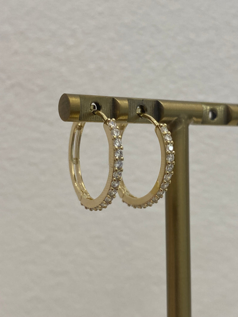 Hinged Cubic Zirconia Earrings - 9ct Gold