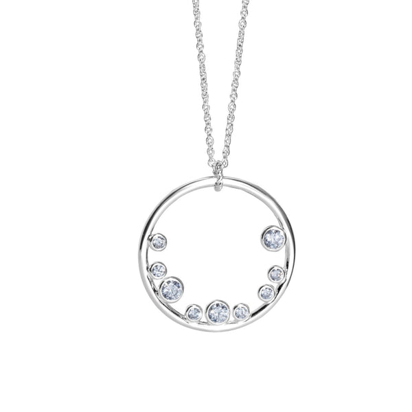 Circular Pendant With Clear Stones - Newbridge Silverware