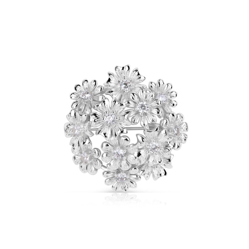 Silver Plated Floral Cluster Brooch