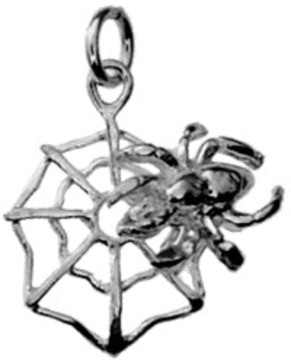 Spider & Web charm - Sterling Silver