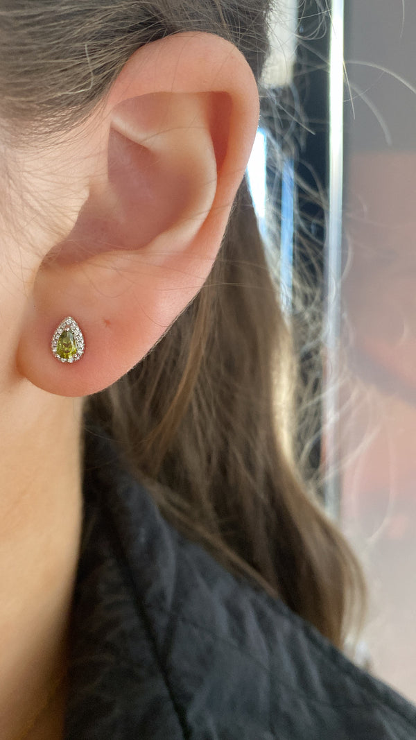 Coloured Teardrop CZ Stud Earrings - Sterling Silver