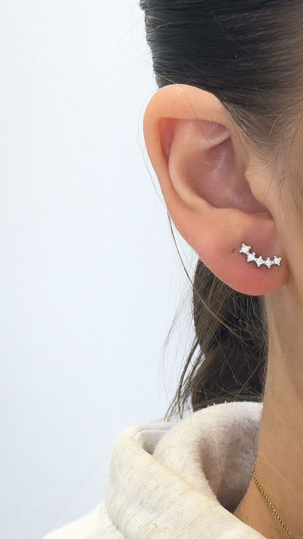 CZ Climber Earrings - Sterling Silver