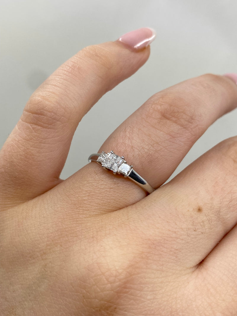 Princess Cut Trilogy Diamond Ring - Platinum