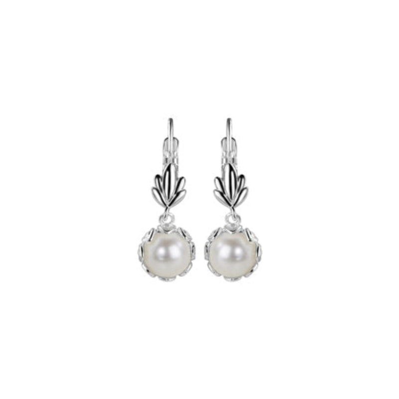 Pearl Leaf Drop Earrings