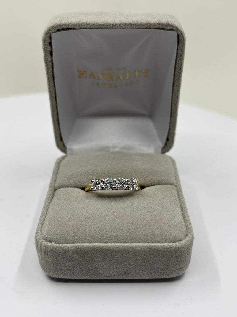 Brilliant Cut 4 Stone Diamond Ring - 18ct Gold