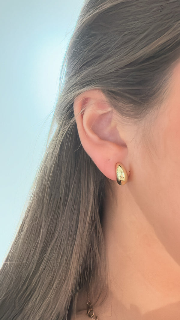 Teardrop Stud Earrings - Sterling Silver Gold Plated