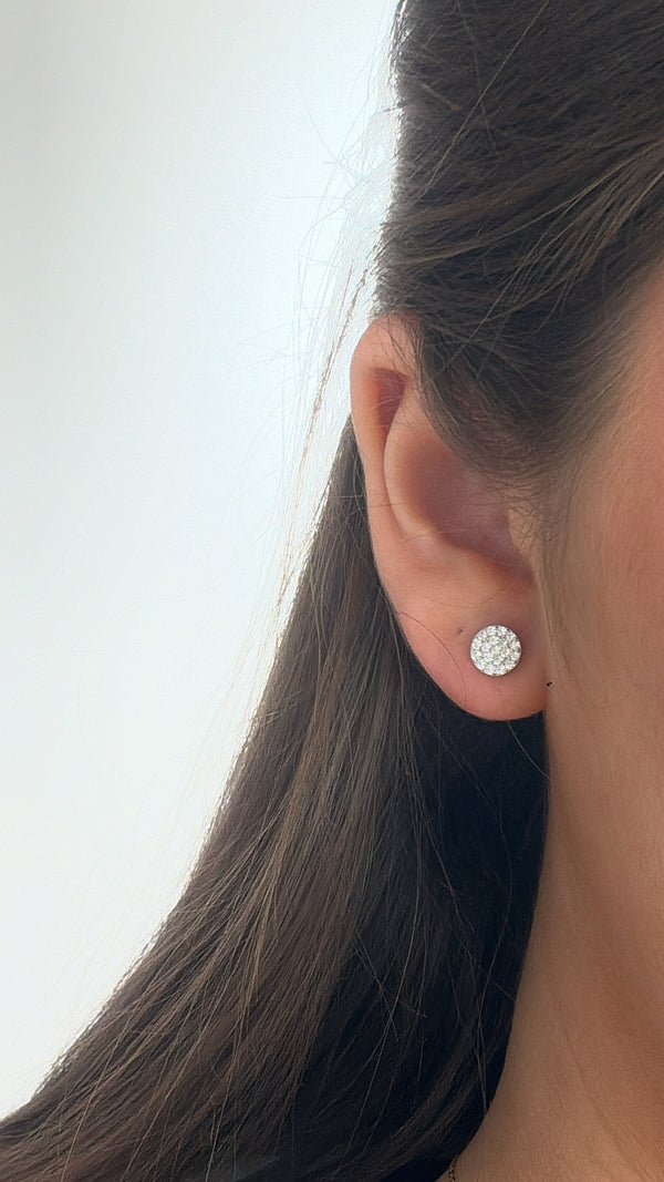 CZ Round Cluster Earrings - Sterling Silver