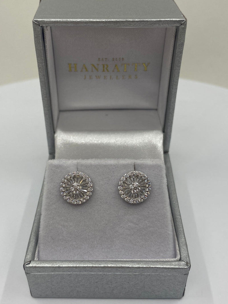 White Cubic Zirconia Earrings - Sterling Silver