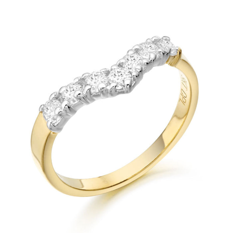 Cubic Zirconia Wish Bone Eternity Ring  - 9ct Yellow Gold