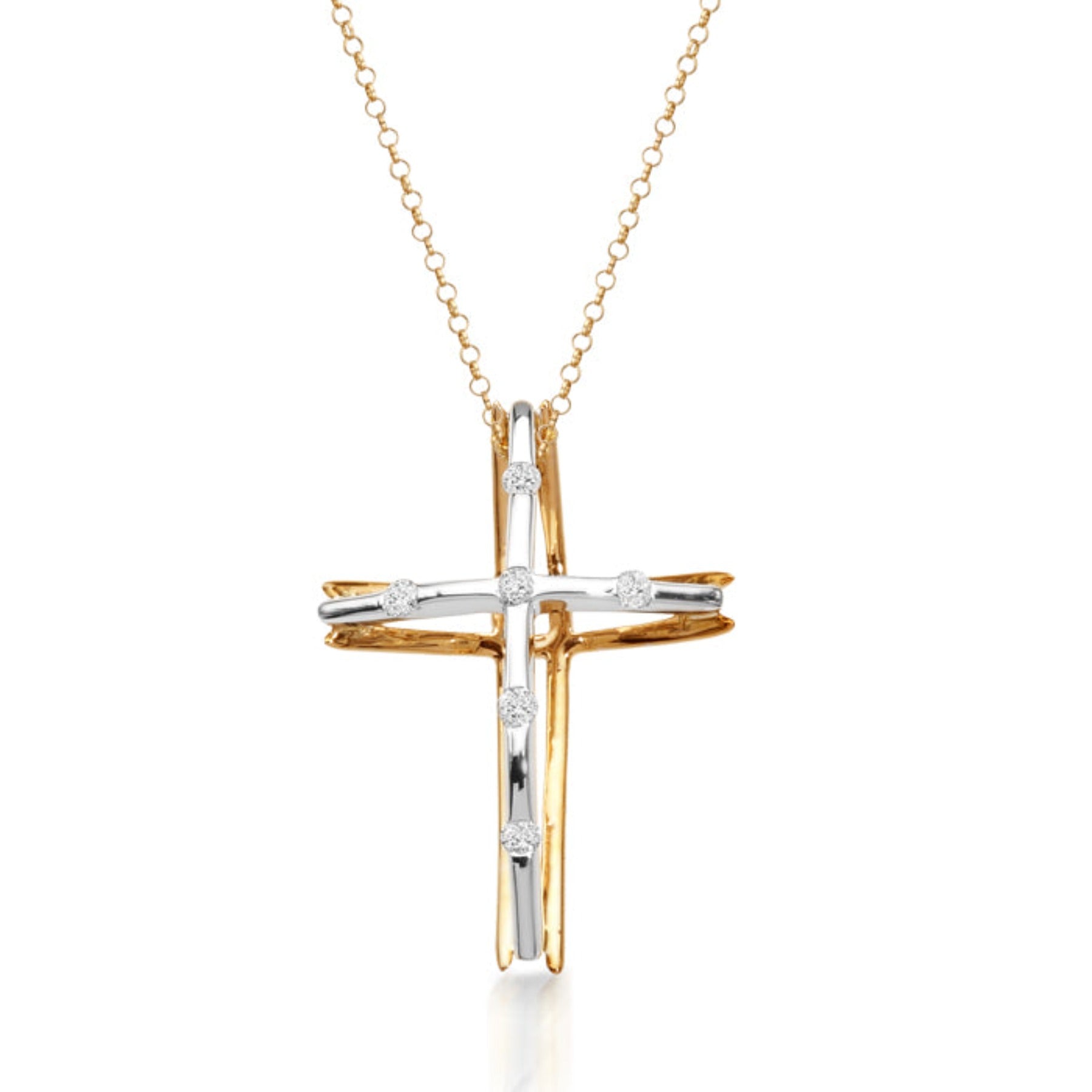 Puffed Shape Diamond Cross Pendant - 9ct Gold – Hanratty Jewellers