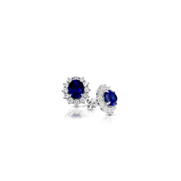 Sapphire CZ Earrings - 9ct White Gold
