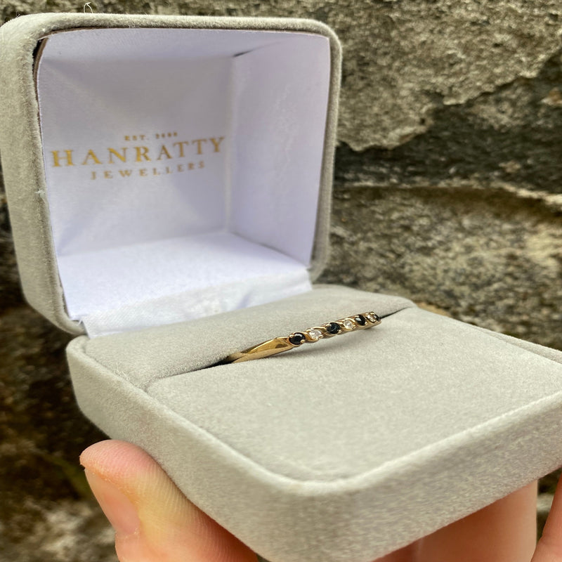Black & Diamond Stone Eternity Ring - 9ct Gold