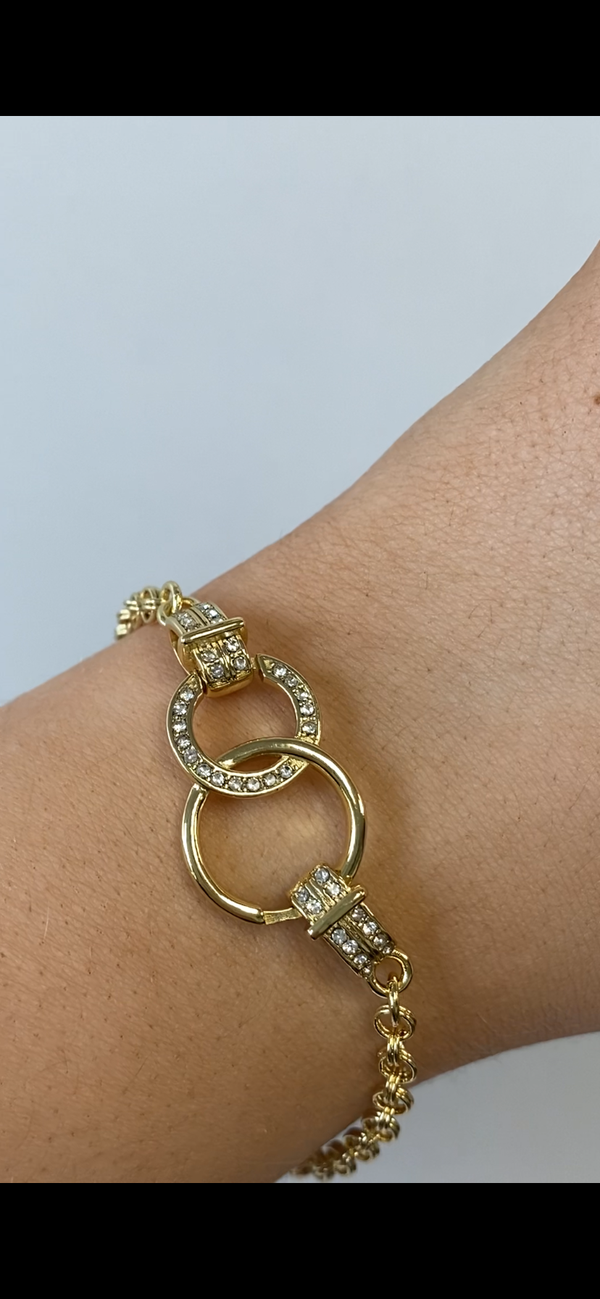 Interlocking Circles CZ Bracelet - Sterling Silver Gold Plated