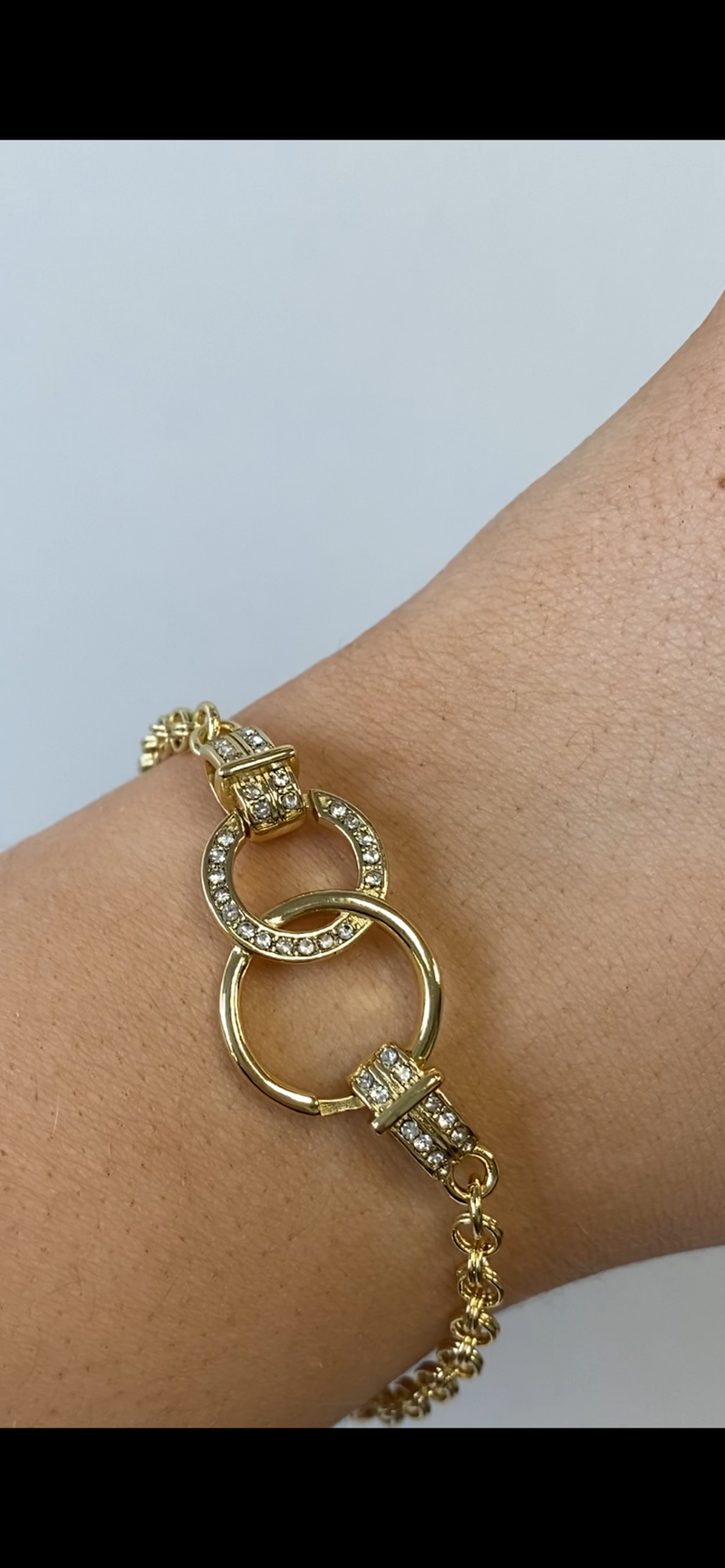 Interlocking Circles CZ Bracelet - Sterling Silver Gold Plated