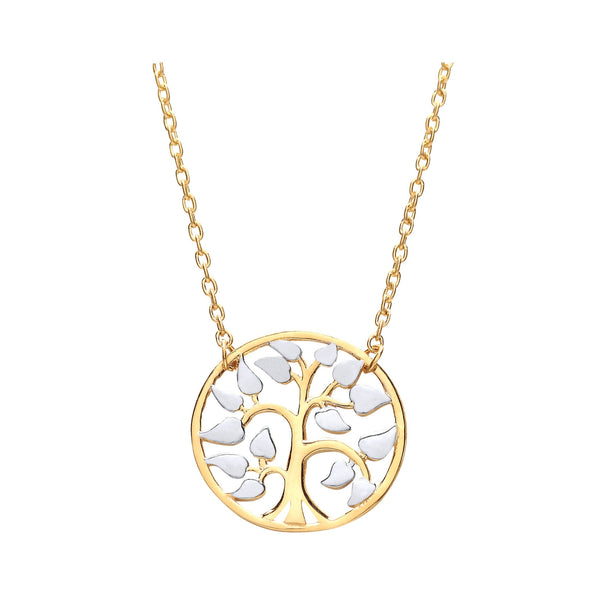 2 Coloured Tree Of Life Pendant 17"- 9ct Gold
