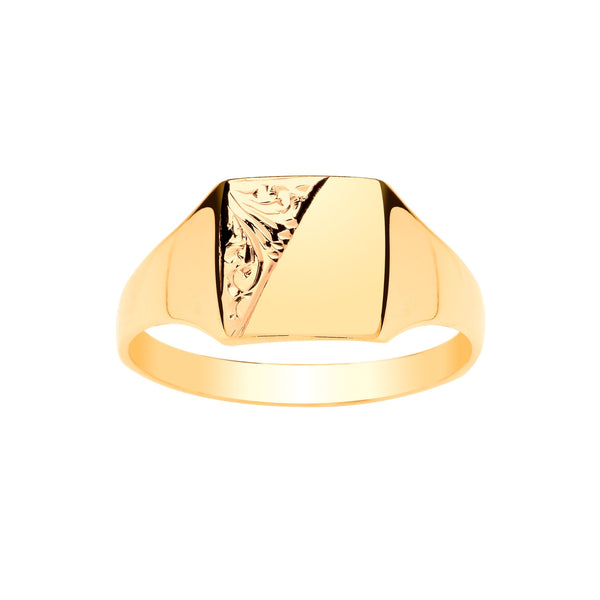 Gents Square Signet Ring - 9ct Yellow Gold