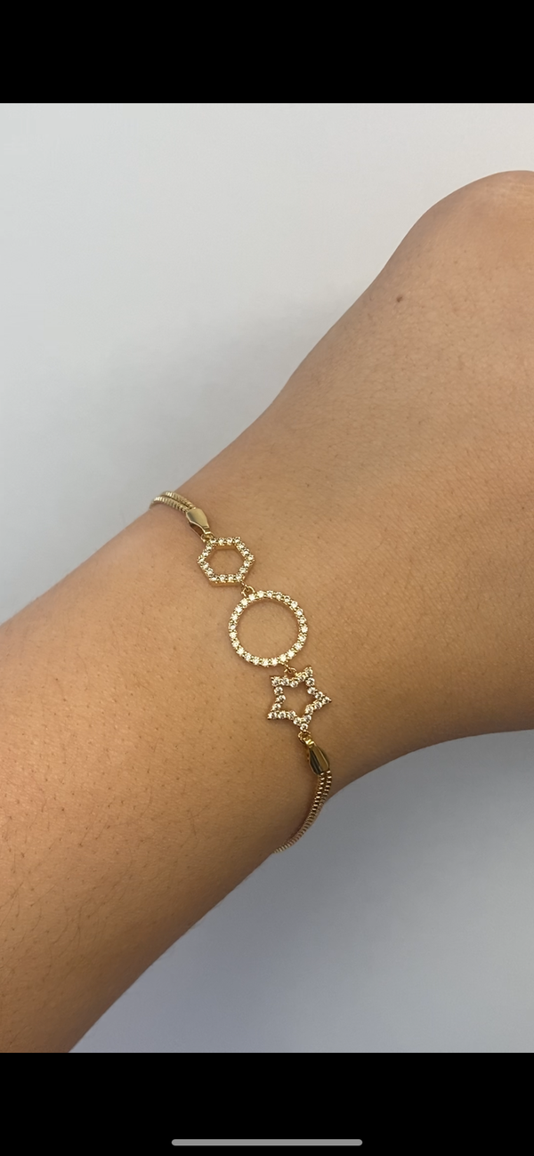 CZ Shapes Bracelet - Sterling Silver Gold Plated