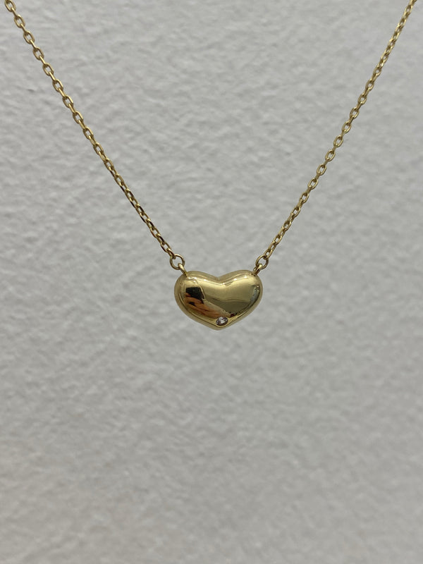 Heart CZ Necklace - 9ct Yellow Gold