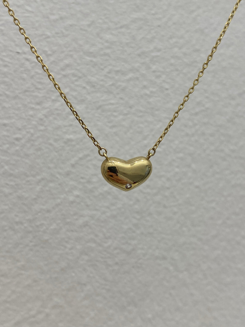 Heart CZ Necklace - 9ct Yellow Gold