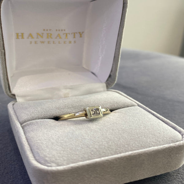 Square Stone Ring - 9ct Yellow Gold