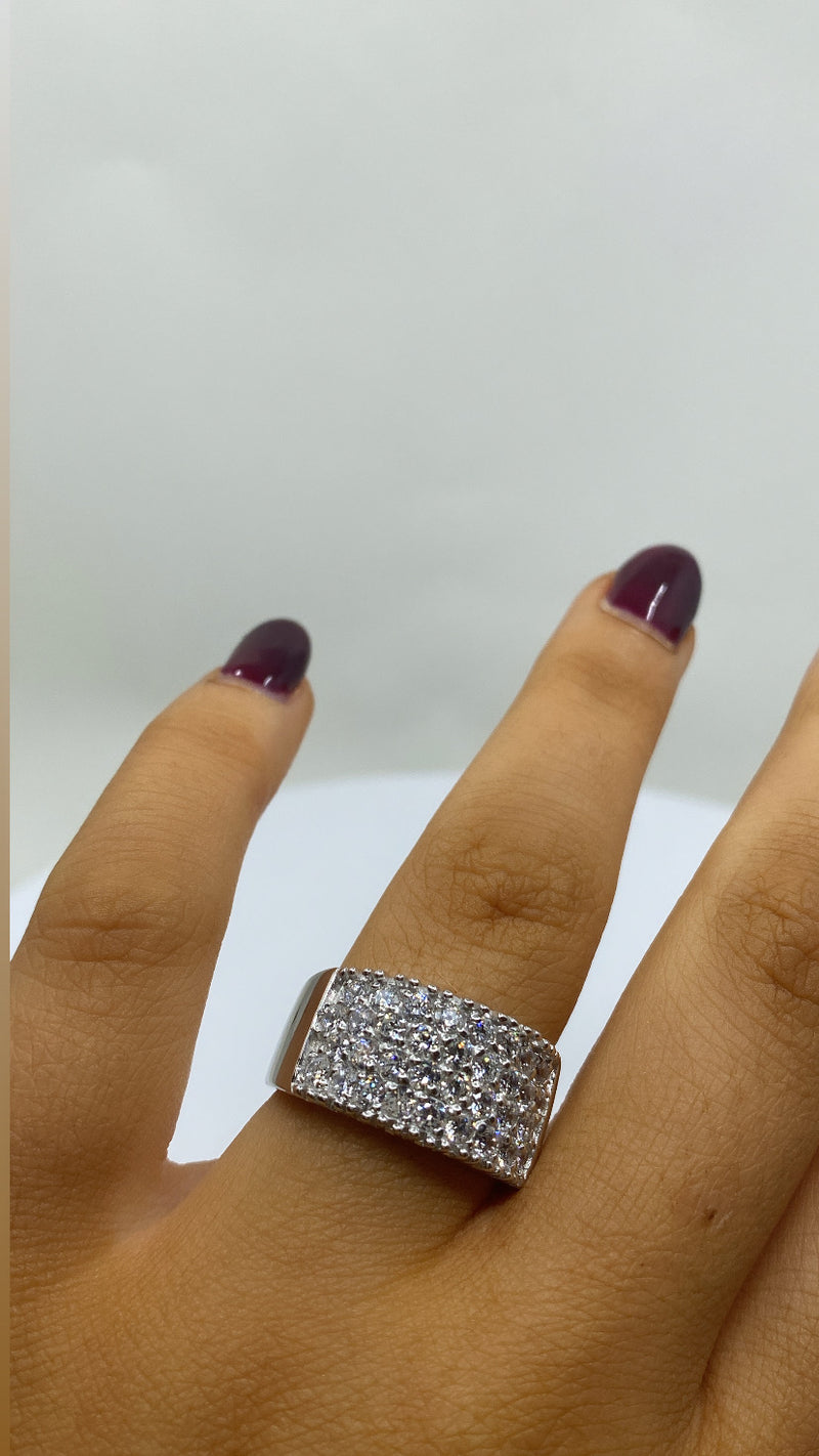Pave Band CZ Ring - Sterling Silver