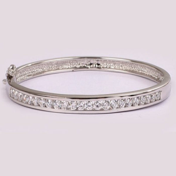 Cubic Zirconia Stones Bangle - Sterling Silver