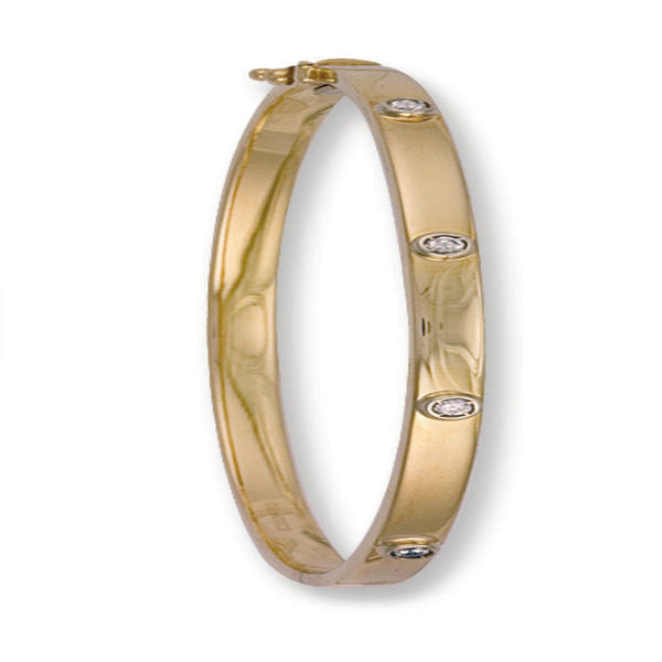 Hollow CZ Oval Bangle