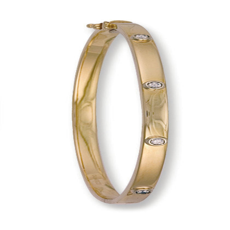 Hollow CZ Oval Bangle