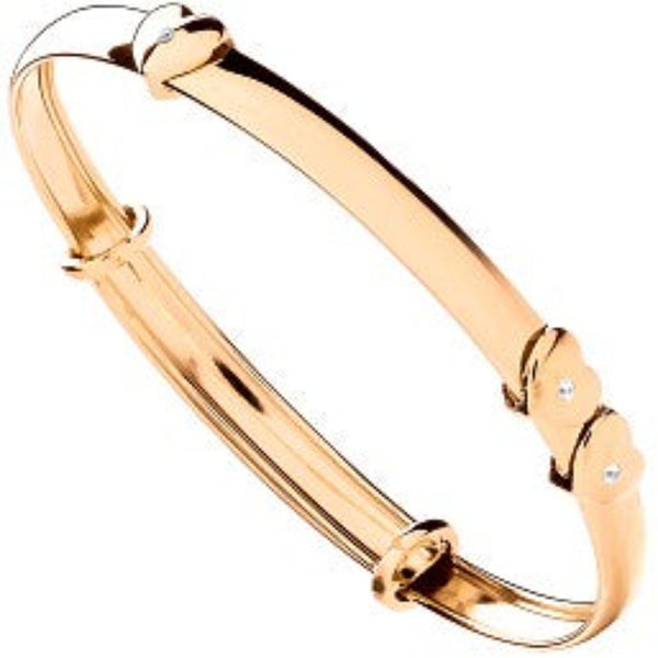 9ct Yellow Gold Expandable Baby Bangle with Floating CZ Heart