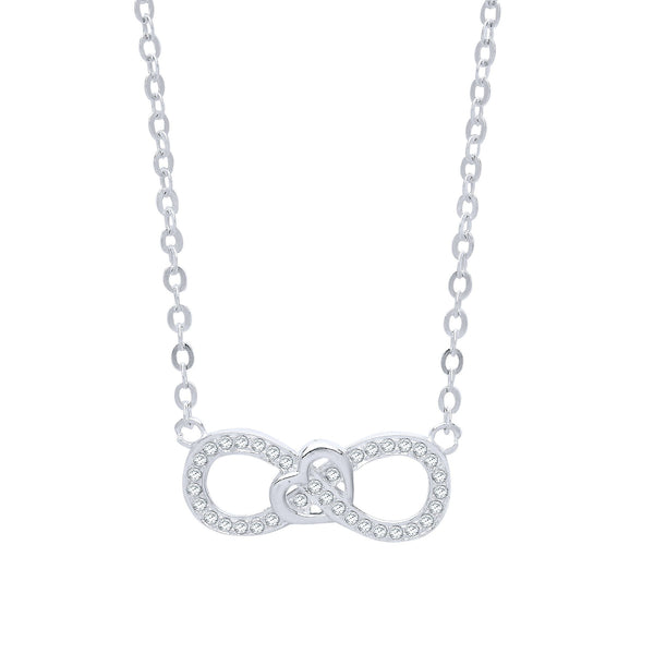 Silver CZ Infinity Pendant & 18" Adjustable Chain