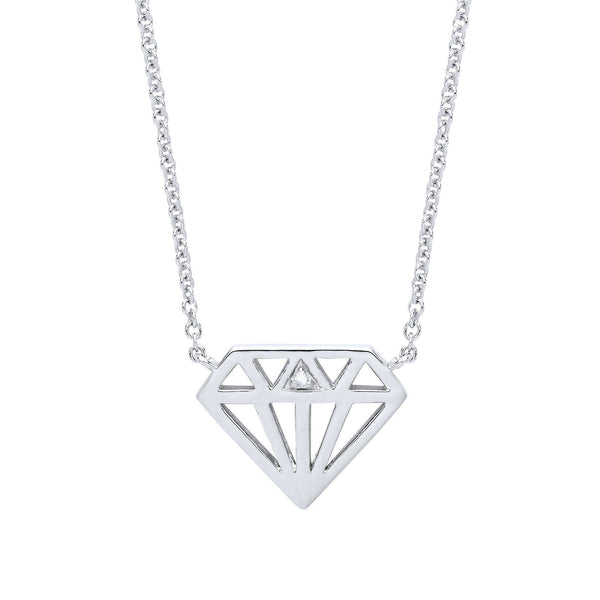 Diamond Set 16" Necklace - Silver
