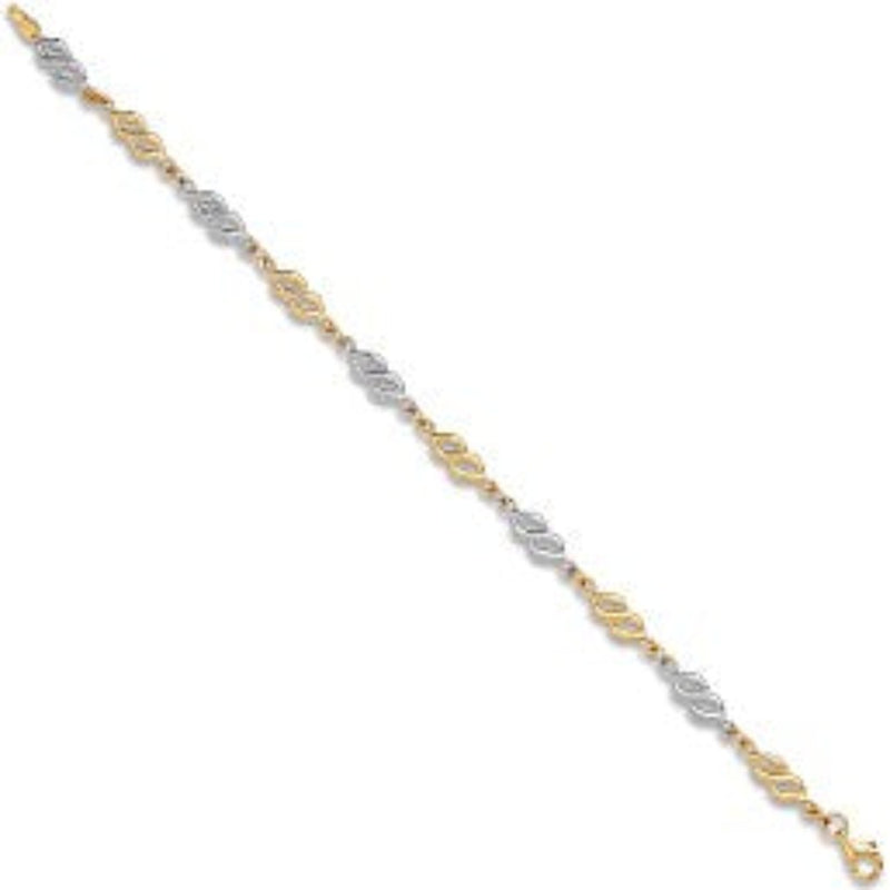 White & Yellow Gold Fancy Hollow Link Bracelet