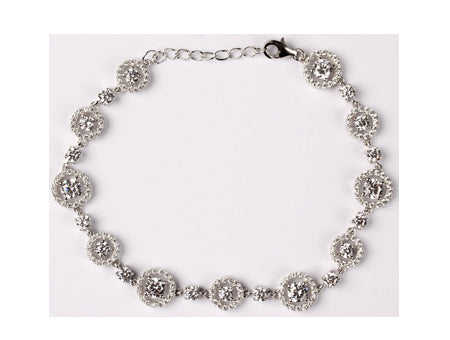 Round Stones CZ Bracelet - Sterling Silver