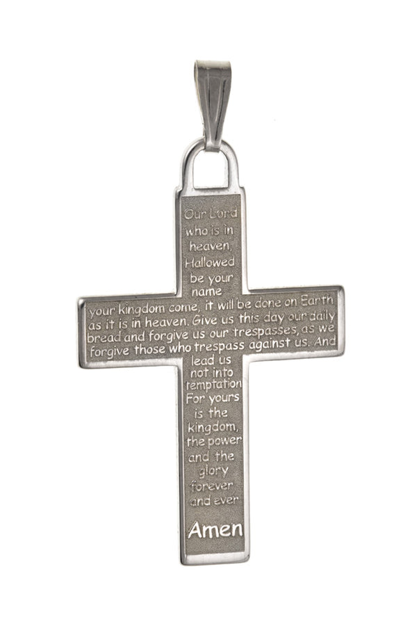 Lords Prayer Cross Pendant - Sterling Silver