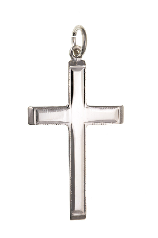 Millgrain Edged Cross Pendant - Sterling Silver