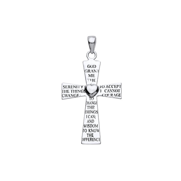 Serenity Prayer Cross Pendant - Sterling Silver