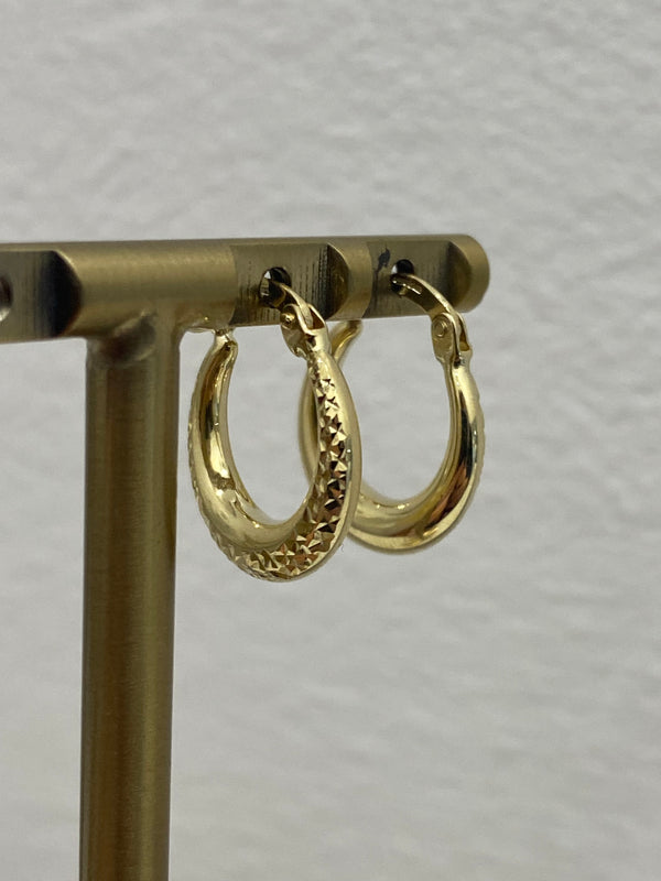 Tyre Thread Hoop Earrings 10mm - 9ct Gold