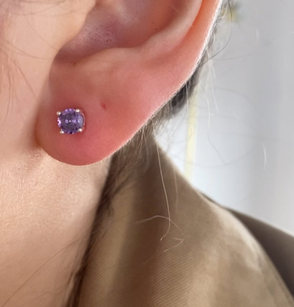 Coloured Stud Earring 5mm - Sterling Silver