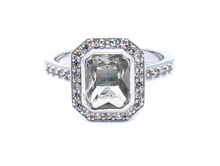 Cubic Zirconia Stones Ring - Sterling Silver