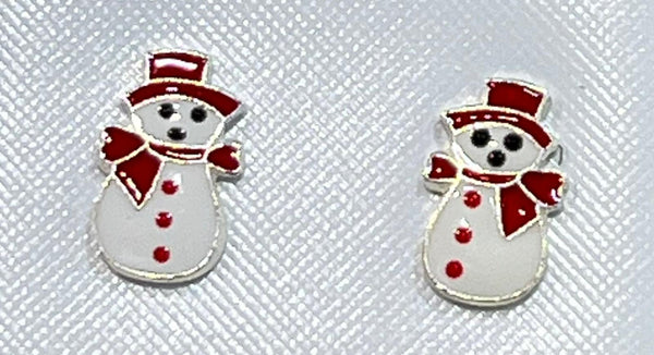 Snowman Stud Earrings - Sterling Silver