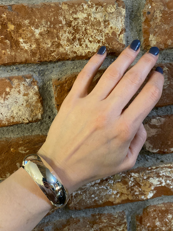 Solid Plain Hinged Bangle - Sterling Silver